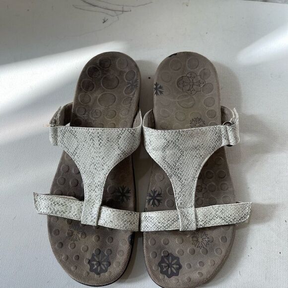 Orthaheel Vionic Molly Bone white & gray snake skin print slide sandals SZ 9.5 - Picture 2 of 9
